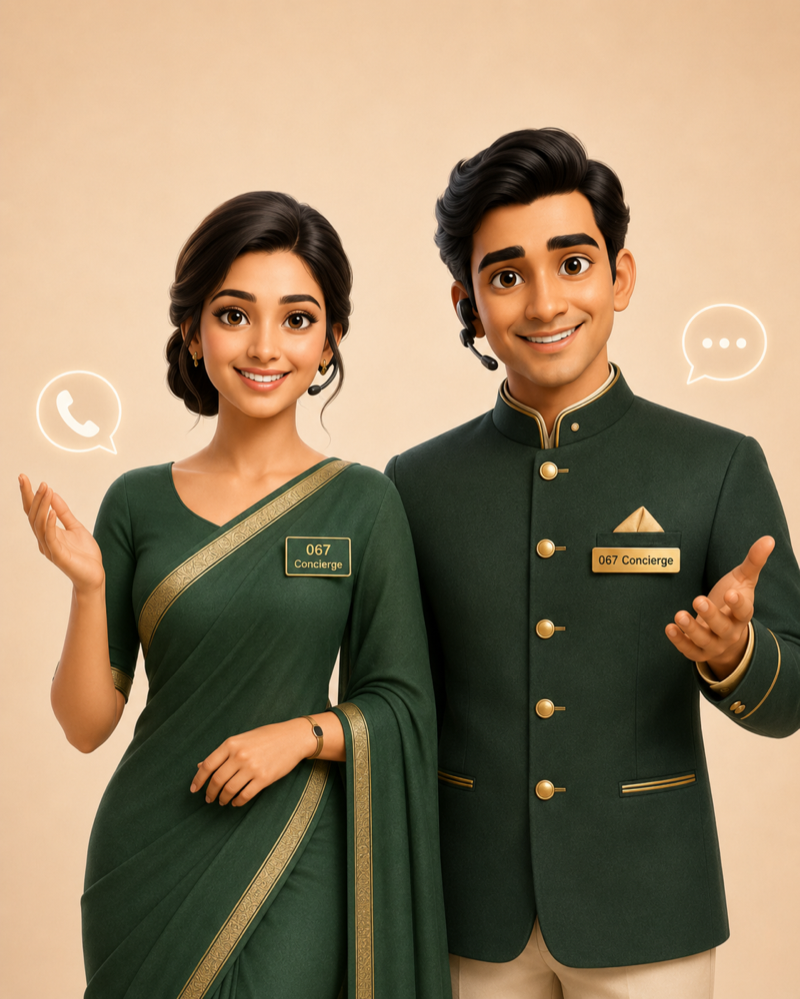 Anushka and Abhilash, the 067 Concierge team